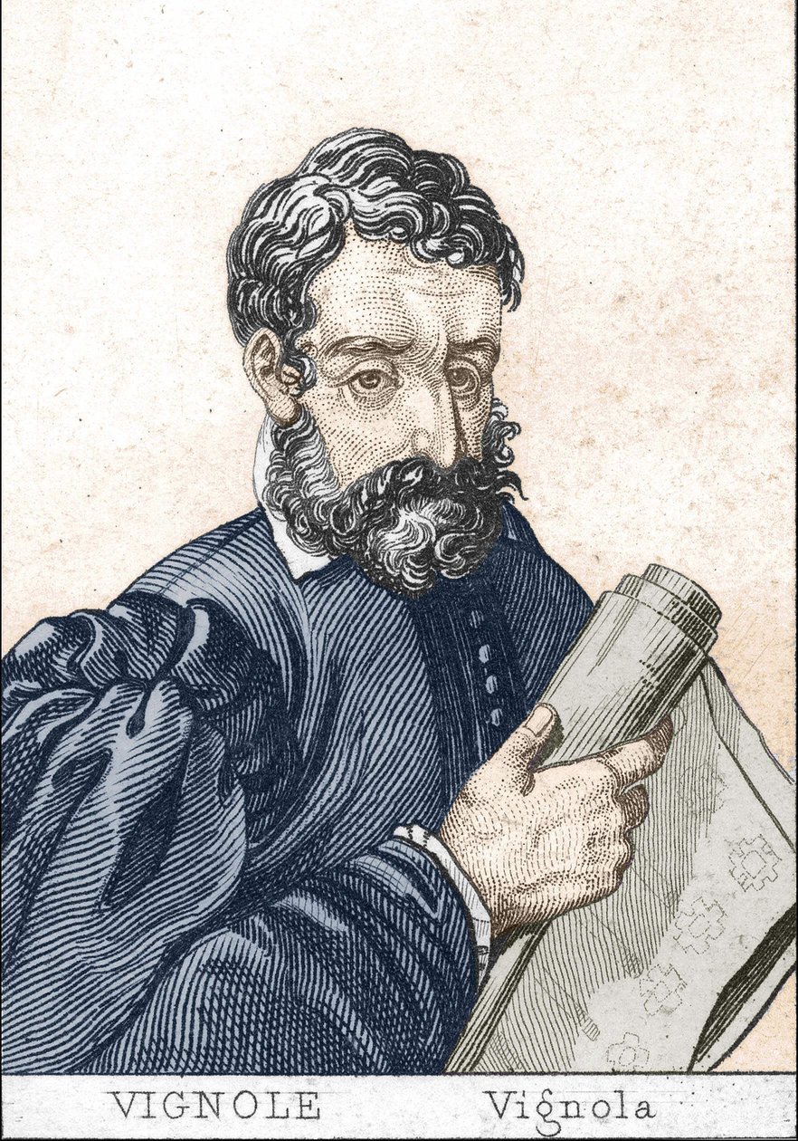 Giacomo Barozzi, Vignola olarak, Fransızca, Le Vignole, bir plan tutuyor. by Unknown artist