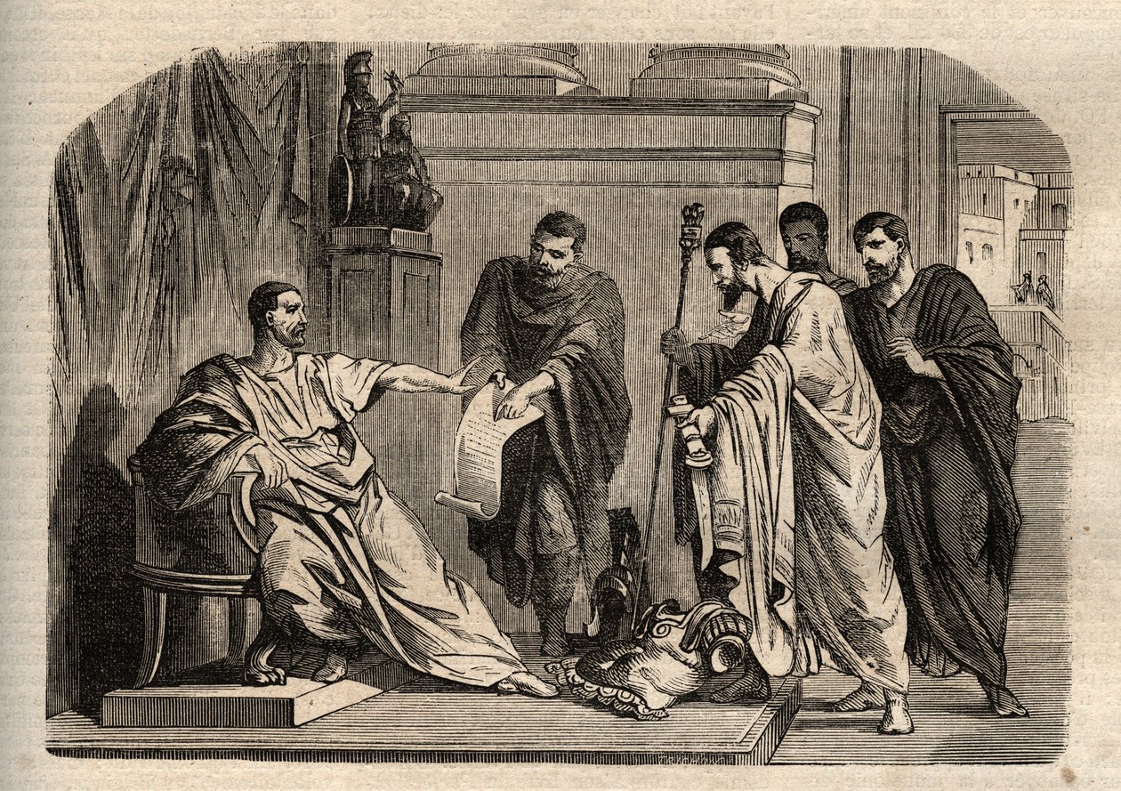 Gordian I (158-238) imparatorluk haysiyetini reddediyor - Gordian I (Marcus Antonius Gordianus Sempronianus Romanus Africanus) imparatorluk onurunu reddetti - Joseph Decembre ve Edmond Allonier