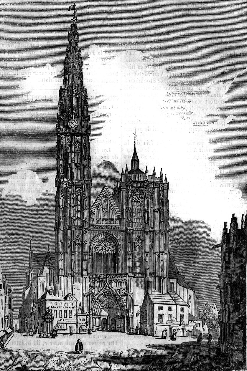 Gotik mimari: Katedralin görünümü Notre Dame (Notre Dame) Antwerp (Gotik tarz by Unknown artist