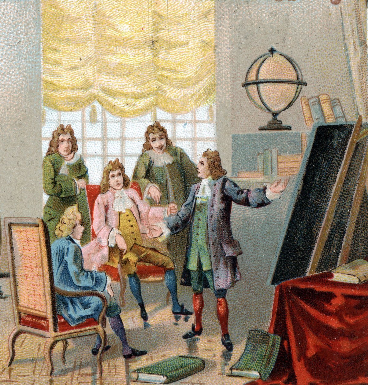 Gottfried Wilhelm Leibniz (1646-1716), Alman filozof ve matematikçi; diferansiyel hesaplama teorilerini gösteren. Kromolitografi, 19. yüzyıl sonu. by Unknown artist