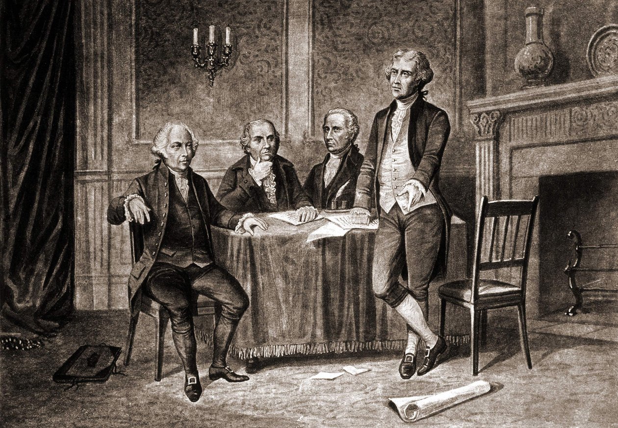Vali Morris (1752-1816), Adams, Hamilton ve Jefferson ile birlikte. by Unknown artist