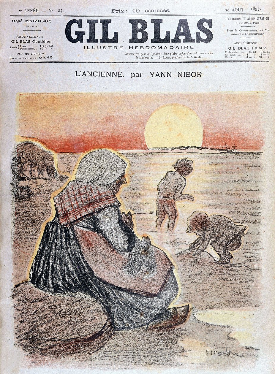 Batan güneşte anneanne ve çocuklar, “” Gil Blas”” 20 Ağustos by Unknown artist