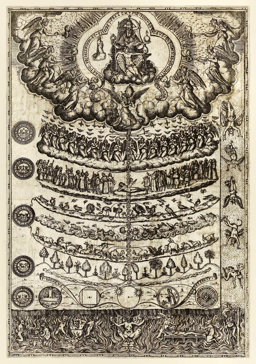 Diego Valadés tarafından "Vaazların ve duaların kullanımı için Christian Rhetorica" ​​dan Büyük Varlık Zinciri" by Unknown artist