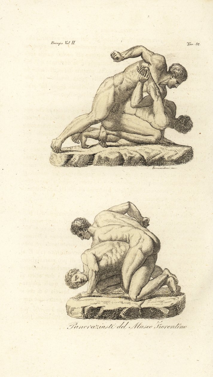 Pankration dövüş sanatında yarışan Yunan sporcular by Unknown artist