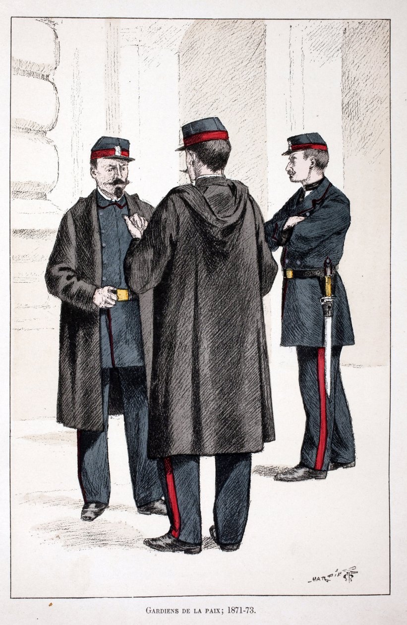 Barış Muhafızları (1871-1873). Renklerle gravür, illüstrasyon için, Seine polisi Louis Lepine (1846-1933) himayesinde, Alfred Rey (1864-?) ve Louis Feron tarafından yayınlanan “Barış Gücü Kolordu Tarihi”” kitabı by Unknown artist