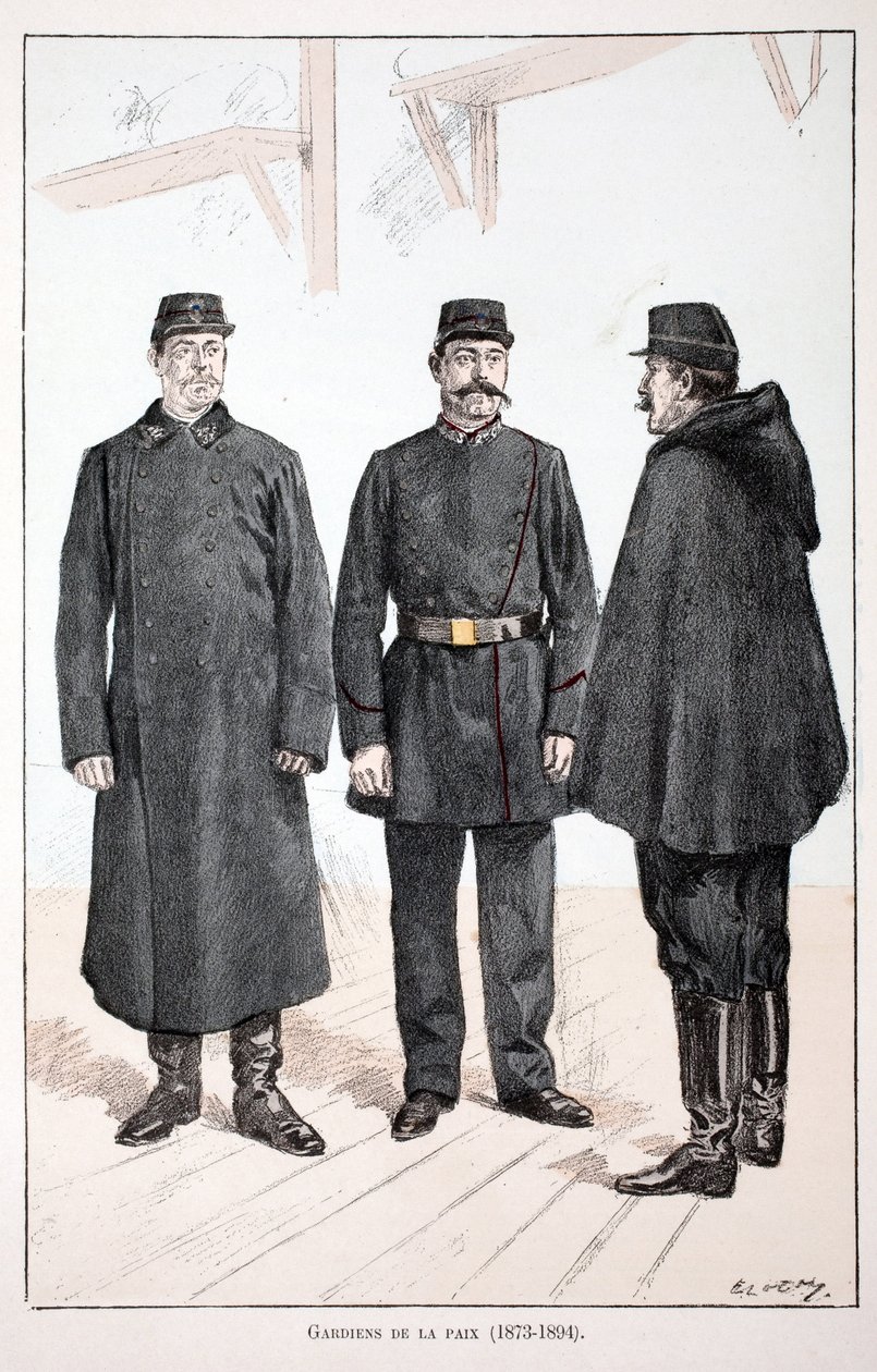 Barış Muhafızları (1873-1894). Renklerle gravür, illüstrasyon için, Seine polisi Louis Lepine (1846-1933) himayesinde, Alfred Rey (1864-?) ve Louis Feron tarafından yayınlanan “Barış Gücü Kolordu Tarihi”” kitabı by Unknown artist