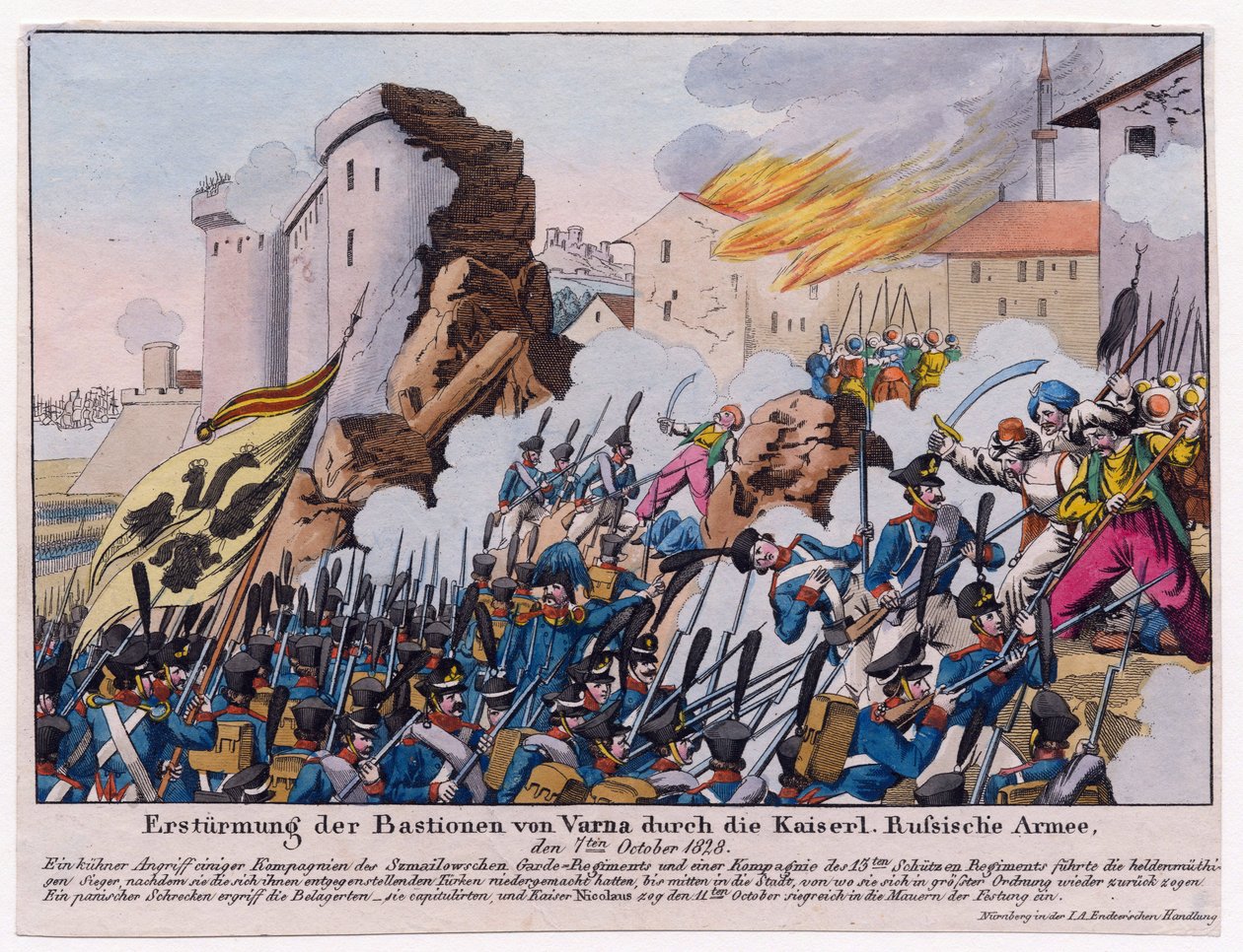Guerre russo-turque de 1828-1829 - Rus ordusunun Eylül 1828'de Varna burçlarına saldırması, Anonim by Unknown artist