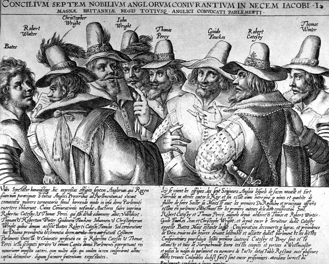 Barut: Bates, Robert Winter, Christopher Wright, John Wright, Thomas Percy, Guido Fawkes, Thomas Winter by Unknown artist