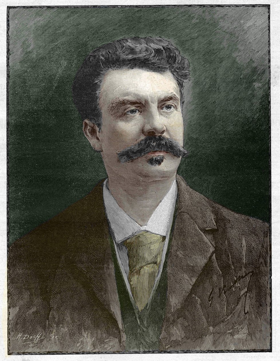 Guy de Maupassant (1850-1893), Fransız yazar. by Unknown artist