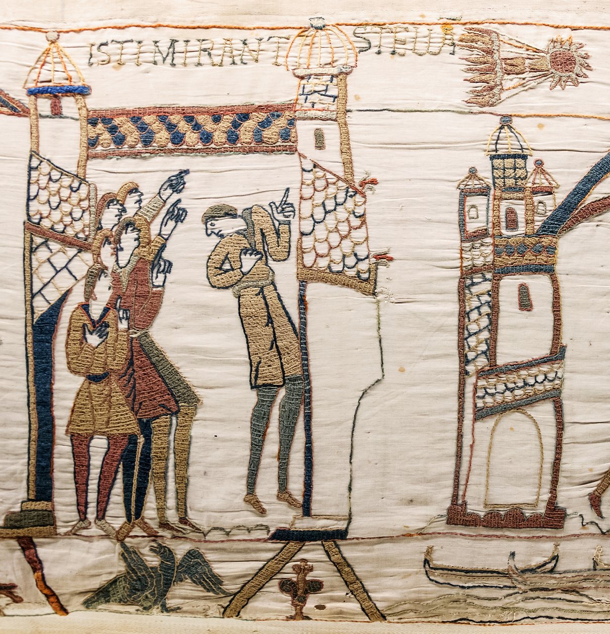 Halley Kuyruklu Yıldızı ve Harold Kötü Haber Alırken, Bayeux Goblen (keten üzerine yün işlemesi) by Unknown artist