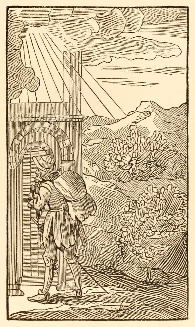 Girecek olan önce Kapıyı çalmadan girmelidir… Hacılar Bu Dünyadan Geleceklere İlerler, John Bunyan (1628-1688) Hacı, girişe ulaşır. by Unknown