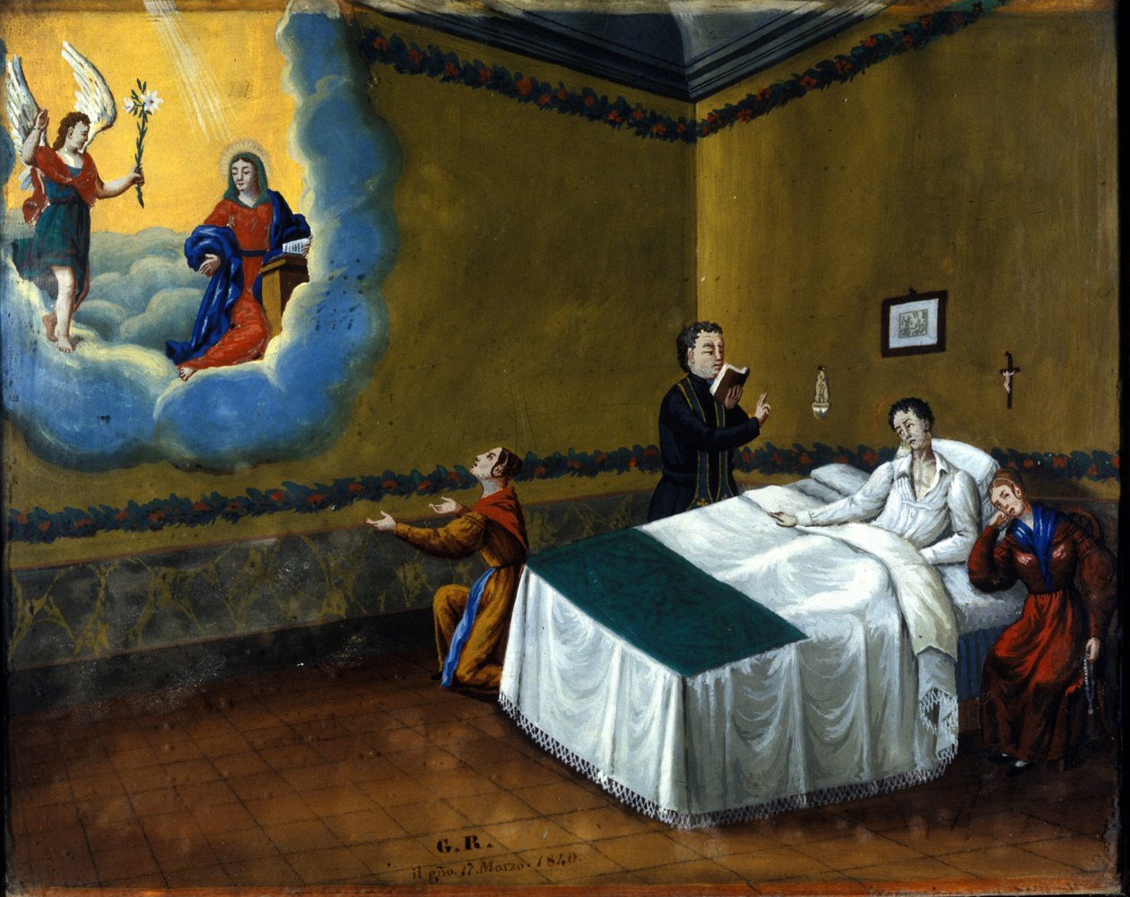 Hasta bir kişinin iyileşmesi. Maria delle Grazie di Monza tapınağından 1840