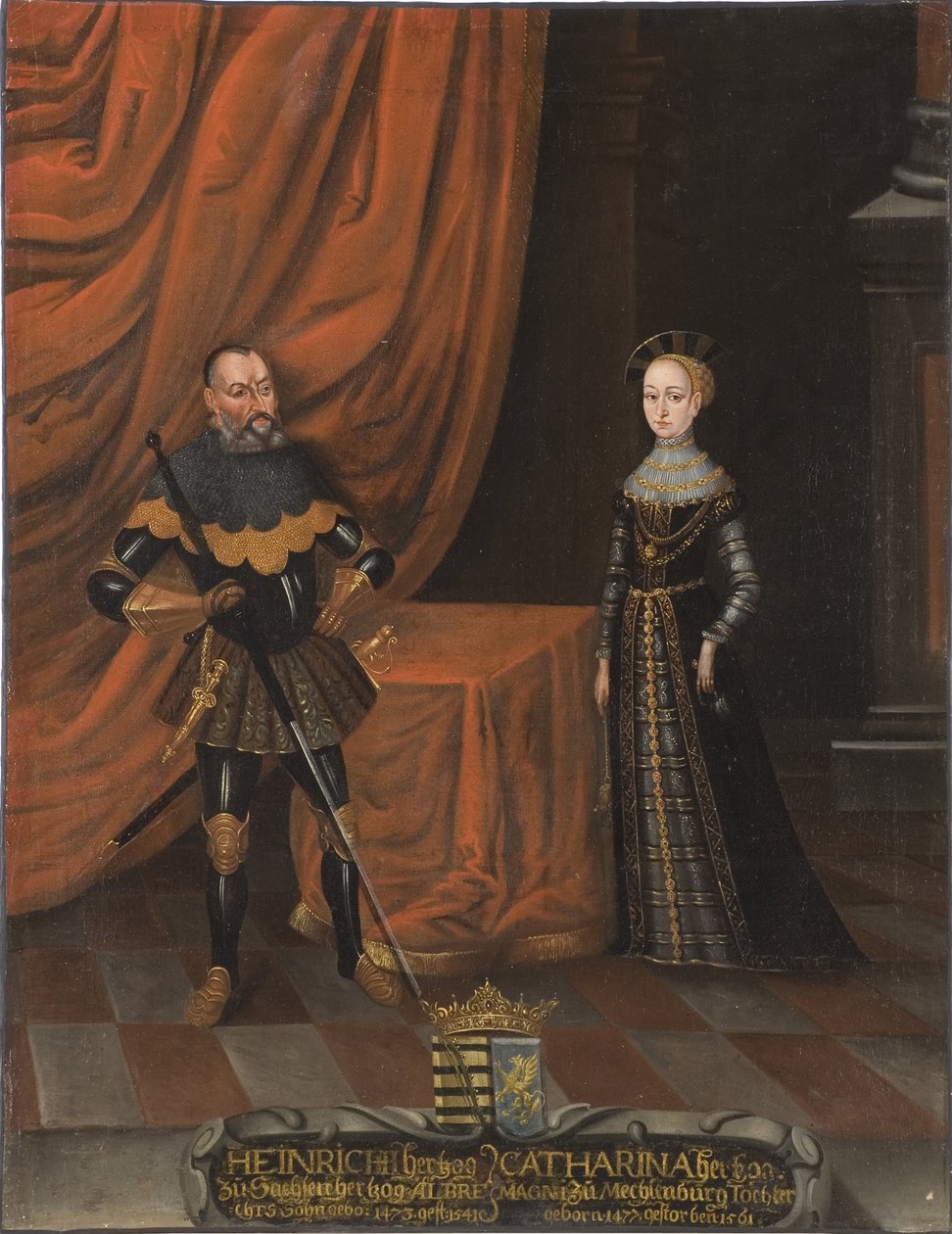 Saksonya Henry IV, dedi Mecklenburg Dindar ve Catherine - Dindar Henry Dük (1473-1541) ve Mecklenburg Düşesi Catherine (1487-1561), Anonim . Tuval üzerine yağlıboya. Boyut: 101,5x79cm. Ulusal Müze Stockholm by Unknown artist