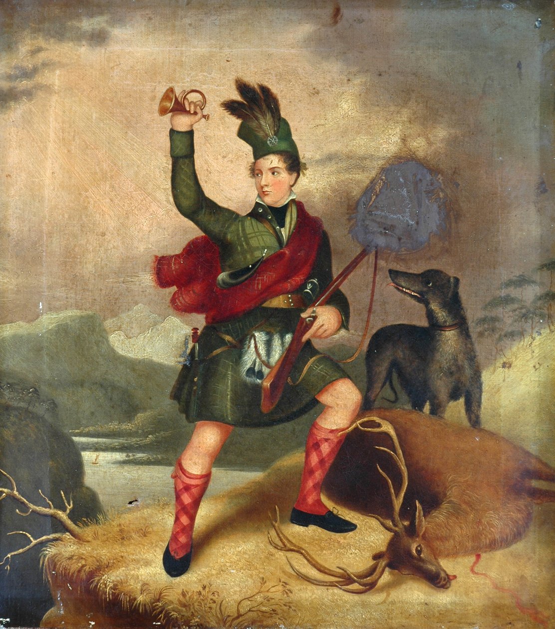 Köpekli ve Ölü Geyikli Yayla Avcısı, 1850 dolayları by Unknown