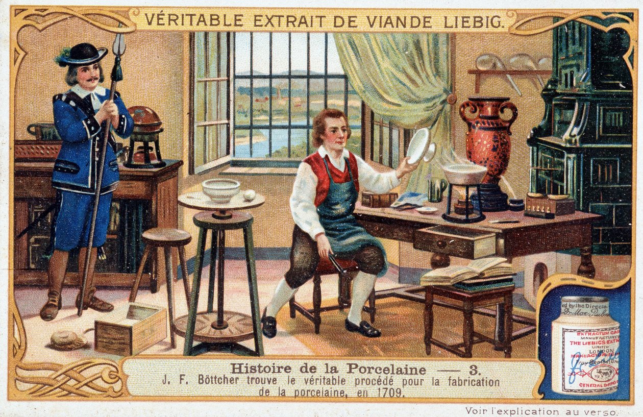 Porselen tarihi: Johann Friedrich Bottger (Bottcher veya Bottiger) (1682-1719) porselen yapmak için gerçek yöntemi 1709