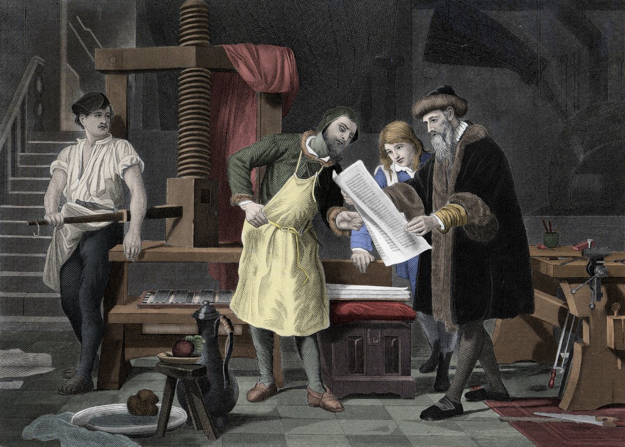 Basım tarihi: Johannes Gensfleisch Gutenberg (1400-1468) tarafından Johann Fust (1400-1466) ile temsil edilen matbaa tarafından basılan İncil