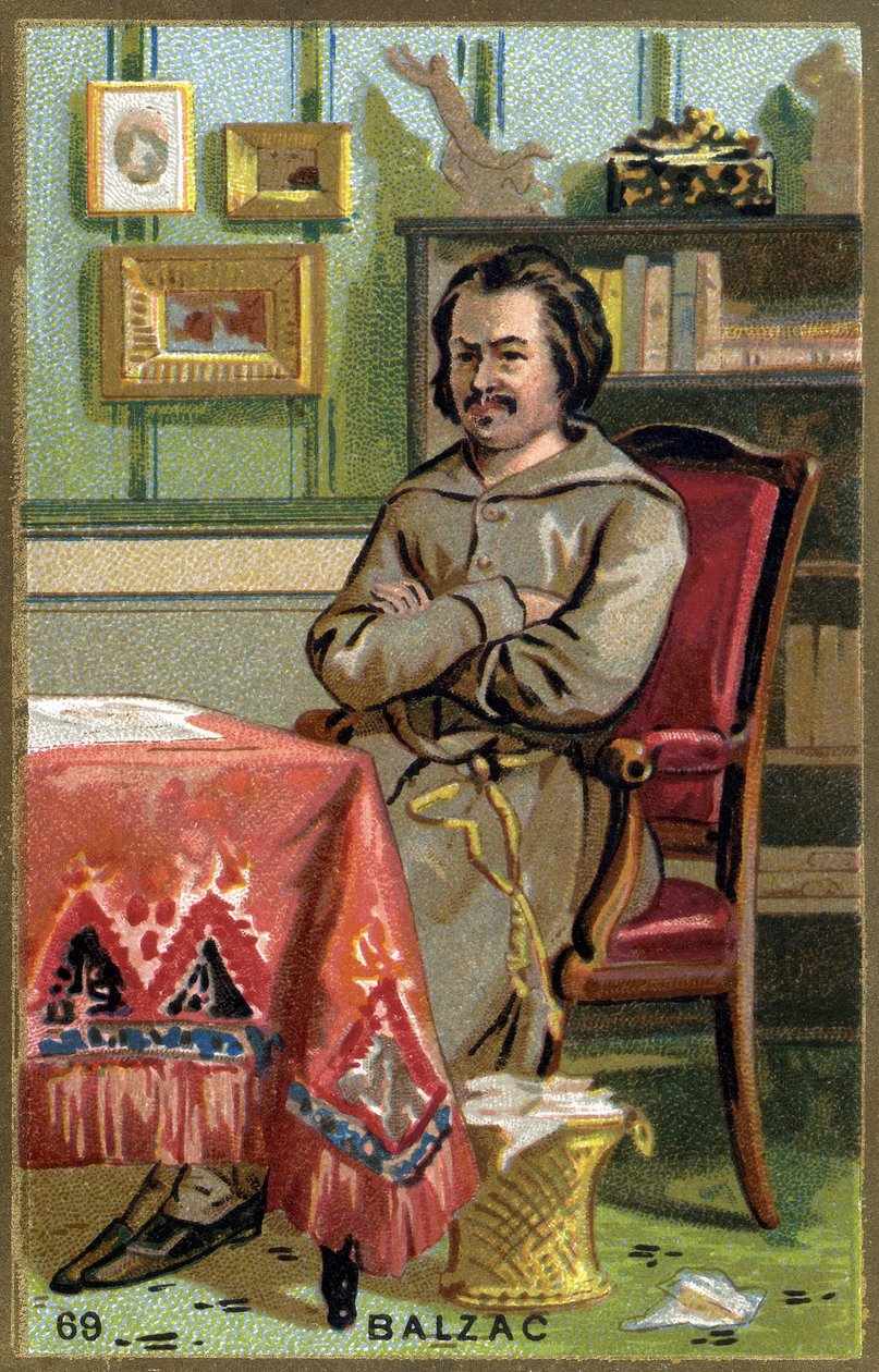 Honoré de Balzac (1799 - 1850) ofisinde. 19. yüzyıl kromolitografisi. by Unknown artist