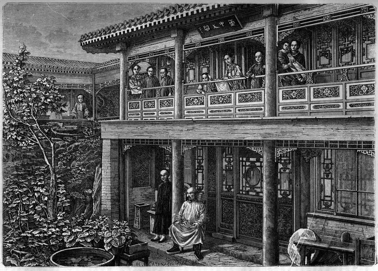 Zengin bir Çinli müzakerecinin evi; “Gençlik Günlüğü”nde Gravür” by Unknown artist