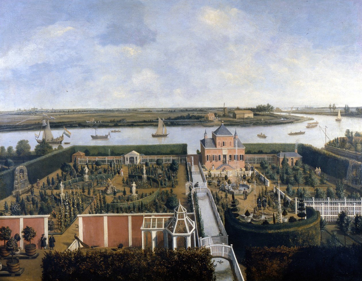 Nehir kıyısındaki ev. 17. yüzyıl illüstrasyonu. Amsterdam Tarihi Müzesi by Unknown artist
