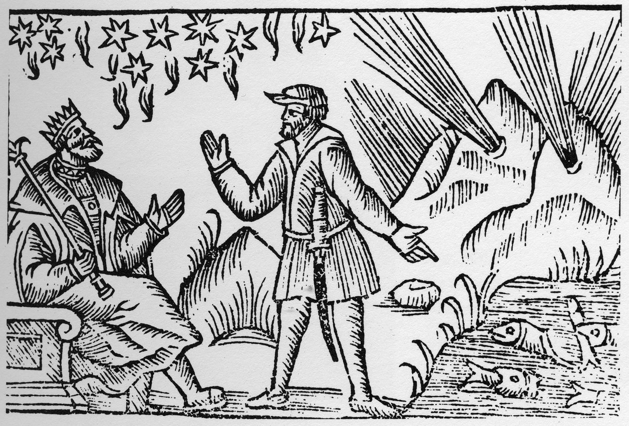 Ichthyomancia: balık hareketi ile kehanet - Olaus Magnus, Roma 1555 tarafından “Historia de Gentibus Septentrionalibus” (Kuzey halklarının Tarihi) içinde by Unknown artist