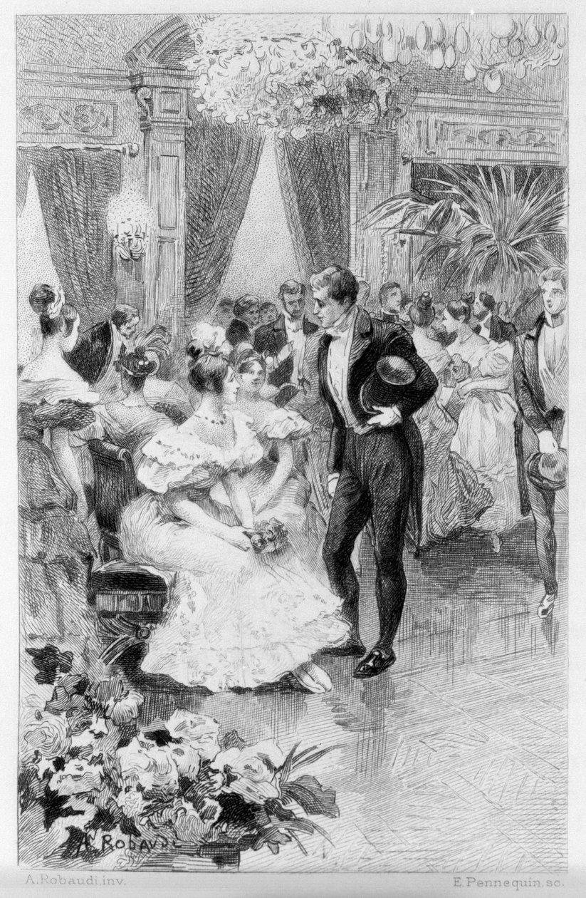 Stendhal'in “Le Rouge et le Noir” çizimi. 19. yüzyılın sonundan gravür. by Unknown artist