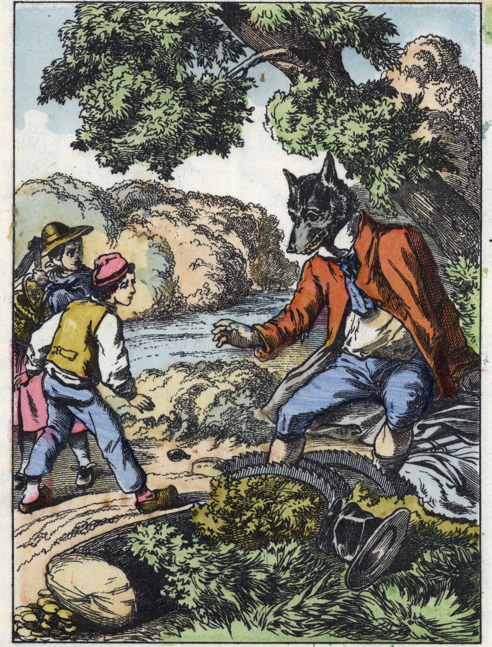 “İyi Anne Koyun” masalının illüstrasyonu. “” Küçükler için evden masallar” da. 19. yüzyılın anonim gravürü. by Unknown artist