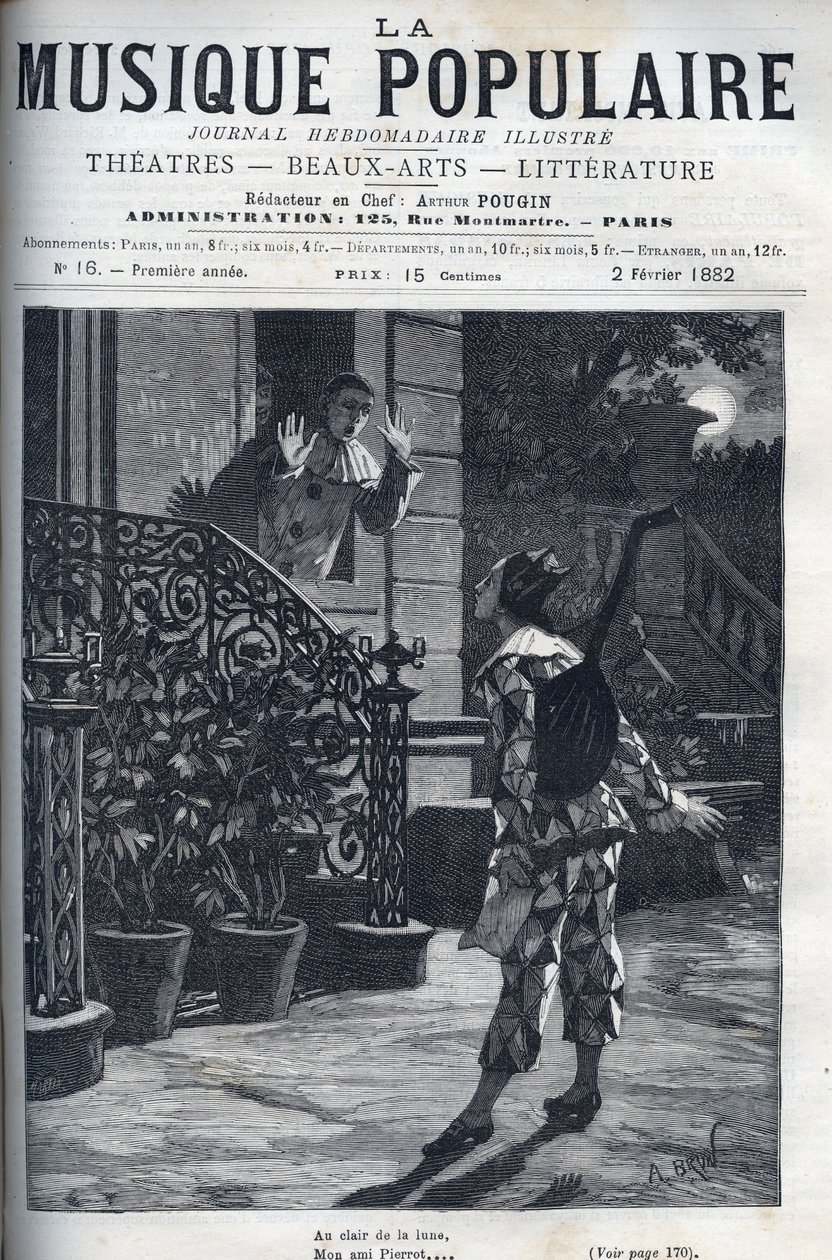 Ay ışığında, popüler şarkının bir temsili. Harlequin, Pierrot