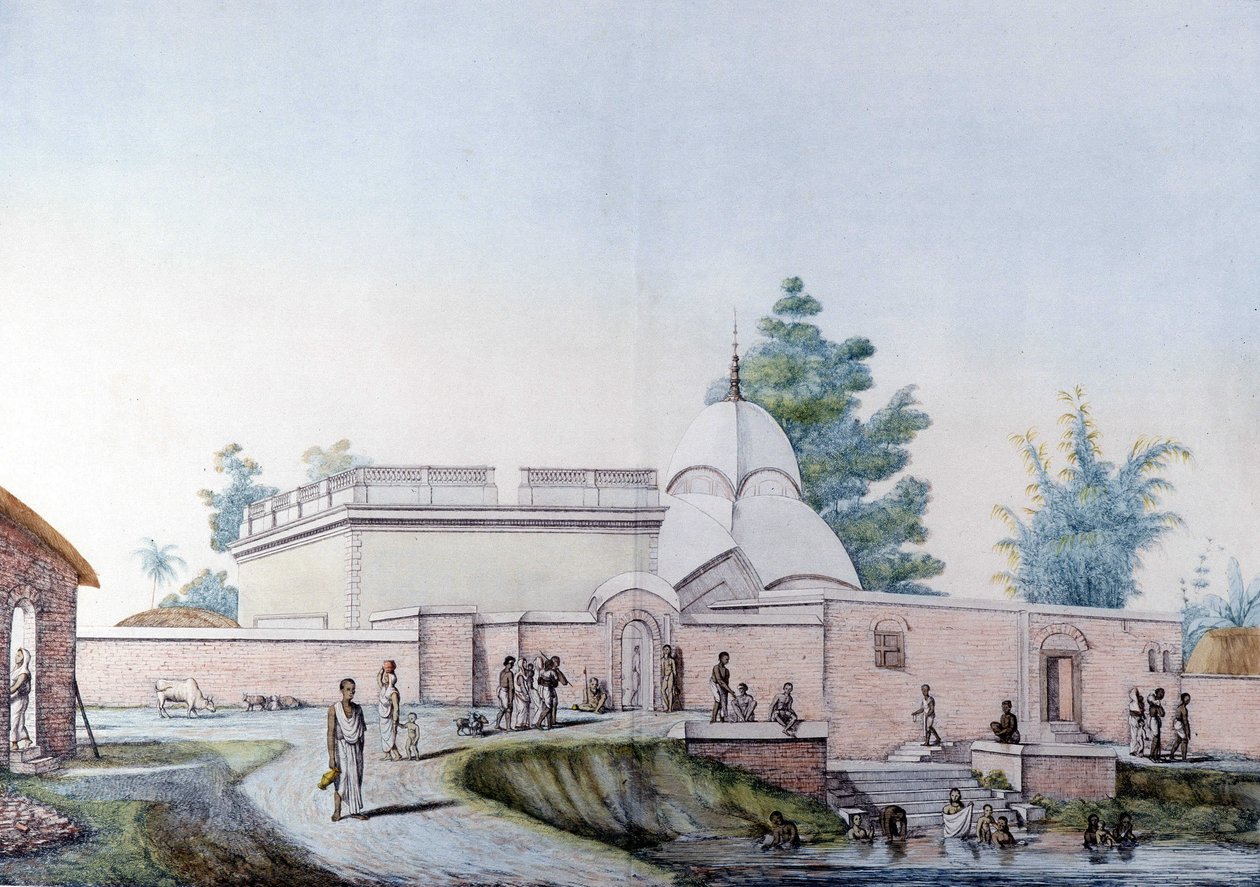 Hint Kültürü ve Uygarlığı: Kalküta'da (veya Kalkata), Hindistan'da Hooghly Nehri'nde Banyo. 1808 gravür. by Unknown artist