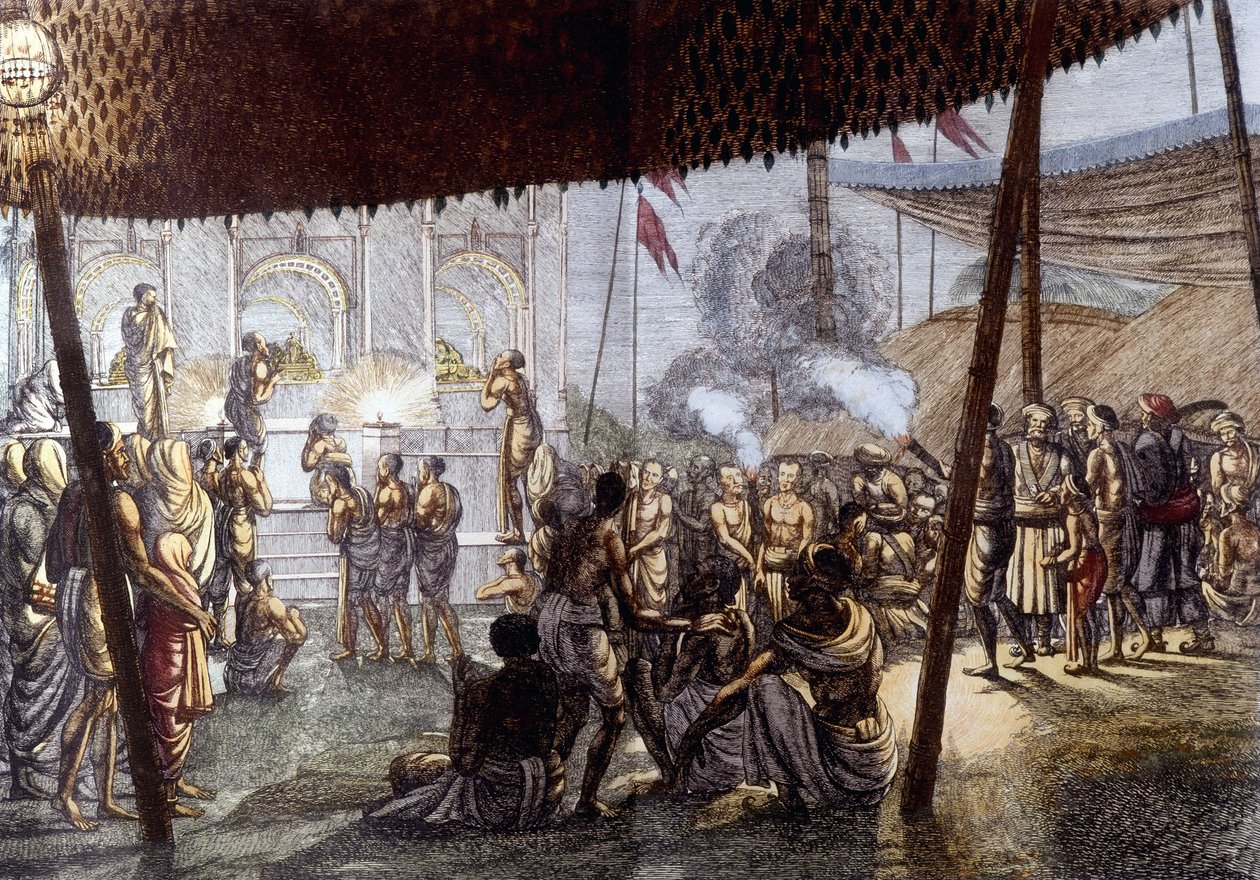 Hint Kültürü ve Medeniyeti: Krishna'nın Aşk Bayramı, Hindistan. 1808 gravür. by Unknown artist