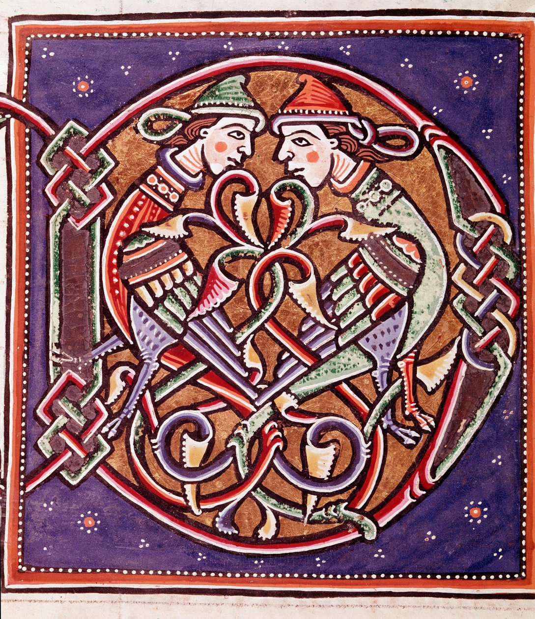 Hayali yaratıklar ile ilk D harfi (minyatür by Unknown artist