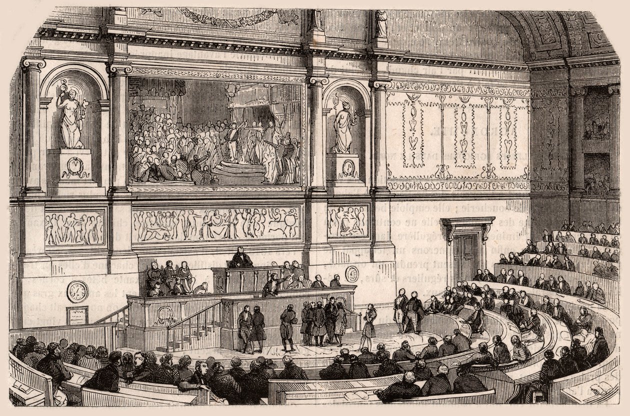 Millet Meclisi'nin Temsilciler Meclisi oturumunda iç görünümü, Paris, Fransa by Unknown
