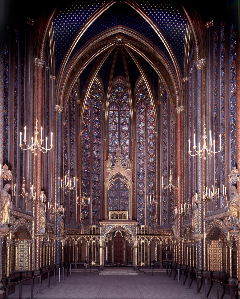 Paris Sainte Şapeli'nin iç görünümü: Yüksek Şapel, Mimari by Unknown artist