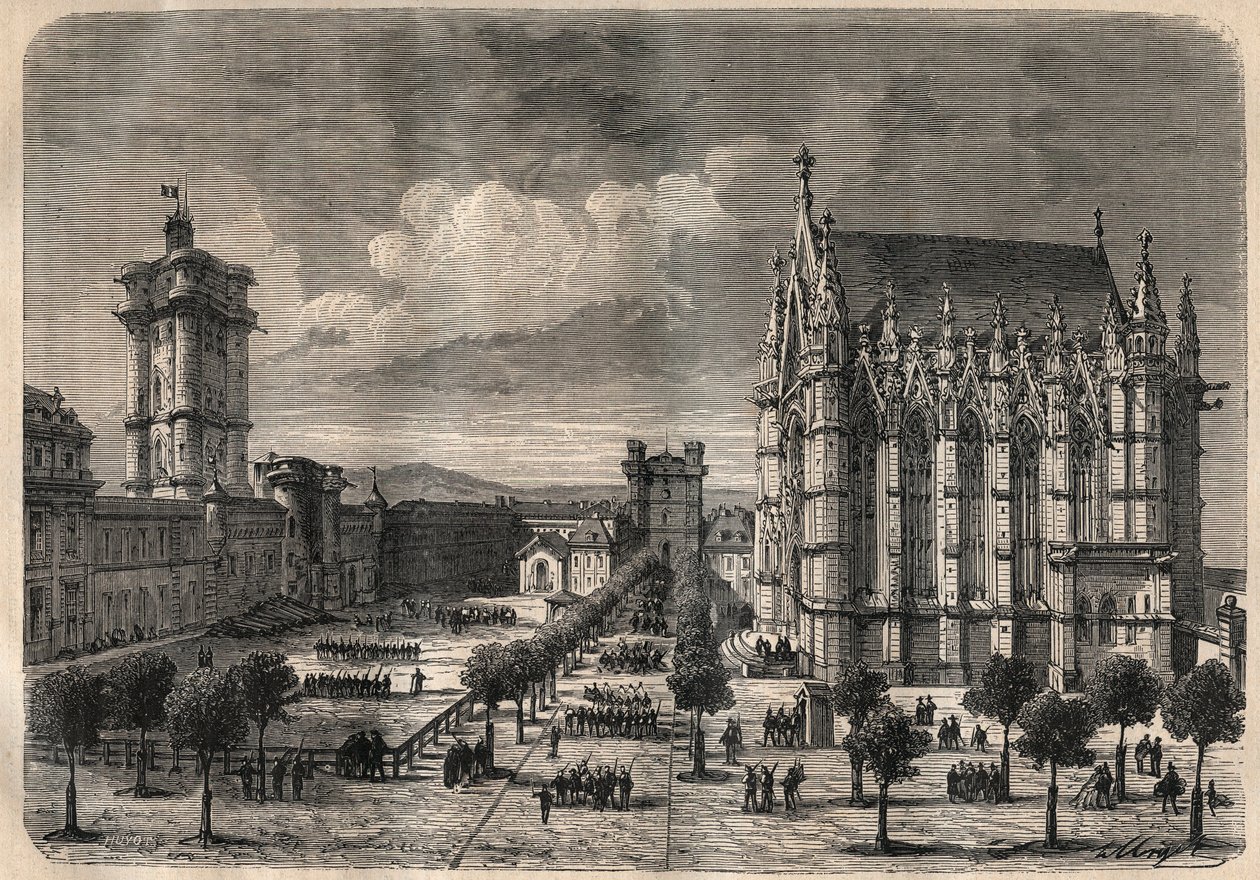 19. yüzyılda Vincennes kalesinin iç görünümü - 1875 gravürü by Unknown artist