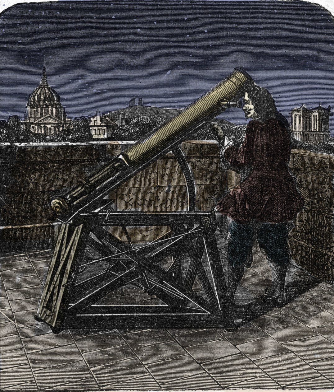 Isaac Newton (1642-1727) Teleskobunu kullanan İngiliz fizikçi. by Unknown artist