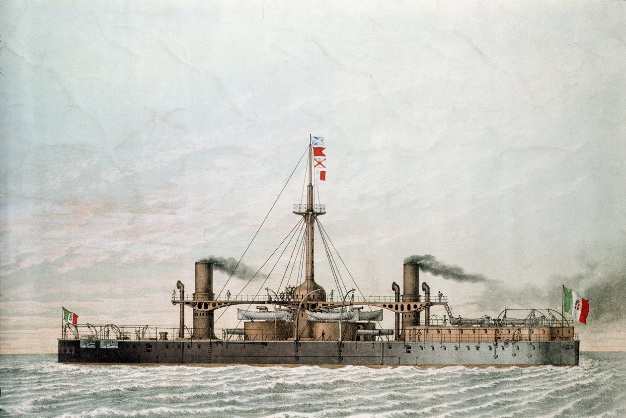 İtalyan zırhlısı Caio Duilio (baskı by Unknown artist