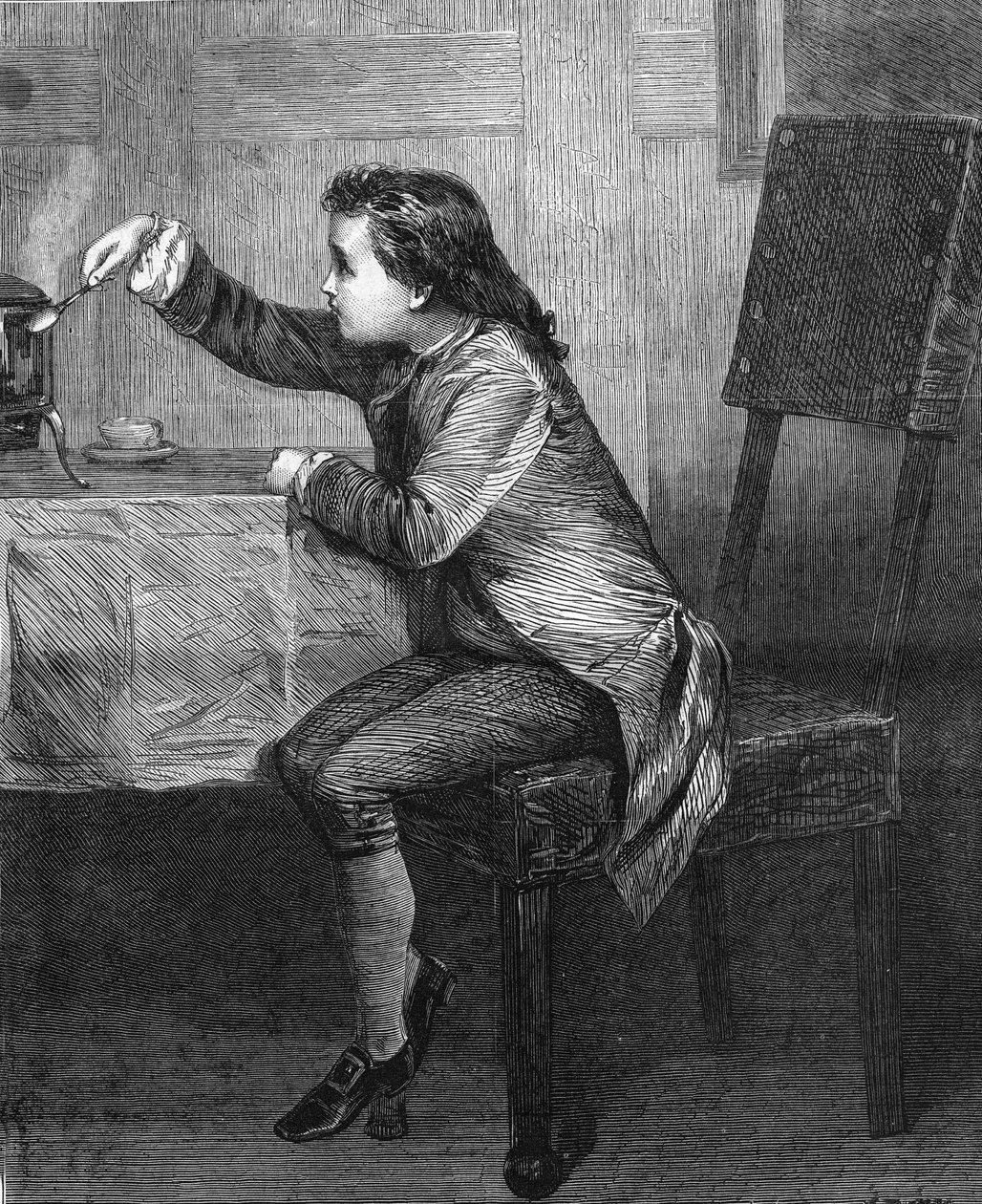 James Watt (1736-1819) çocuğu buhar yasalarını keşfediyor. Marcus Stone