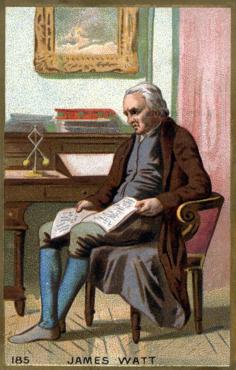 James Watt (1736 -1819) ofisinde. 19. yüzyıl kromolitografisi. by Unknown artist