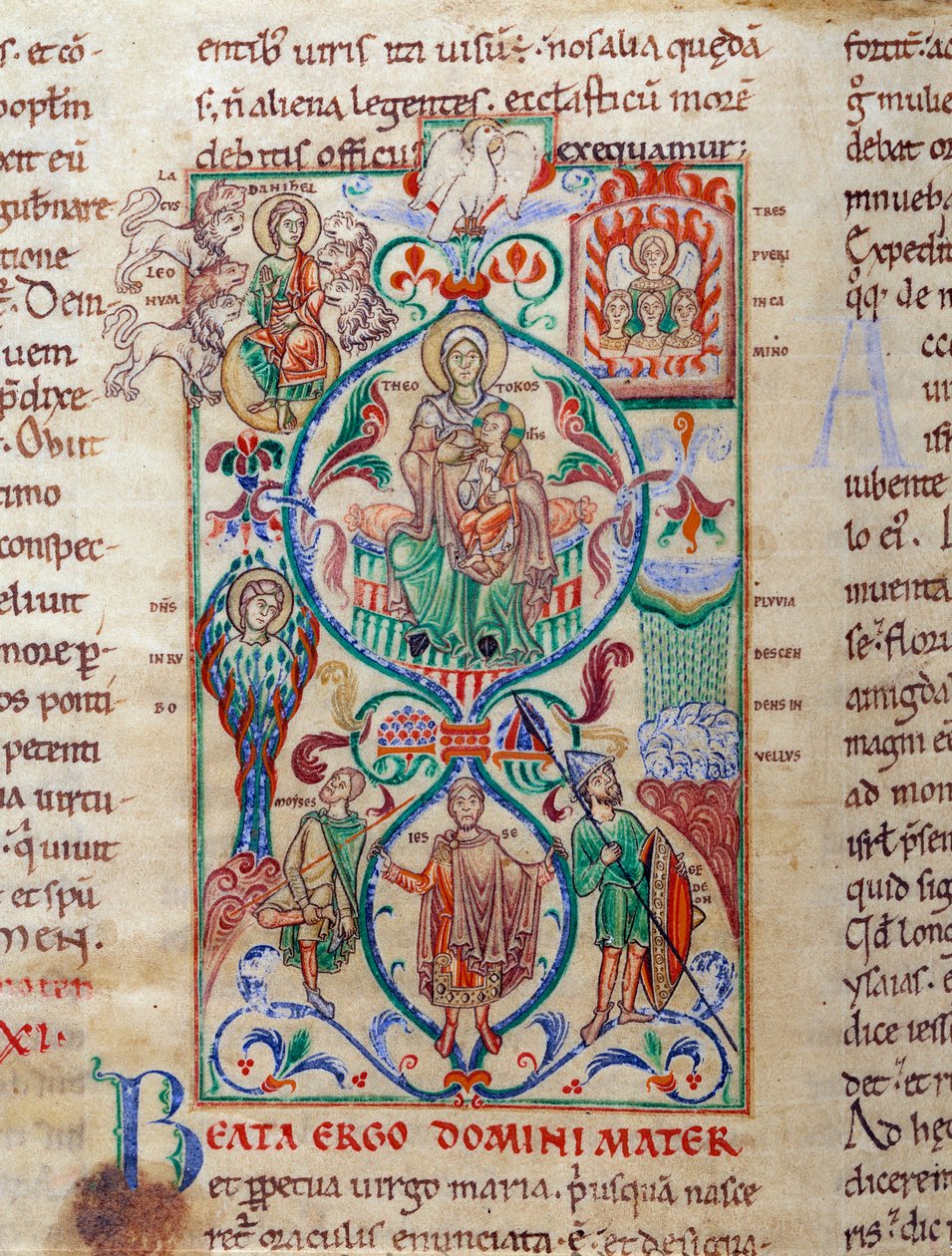 Jesse ağacı bekaret simgelerini çevreler Bakire Theotokos Bizans adına tasarlanmıştır. “Lectiaire de Citeaux” 12. yüzyıl Dijon