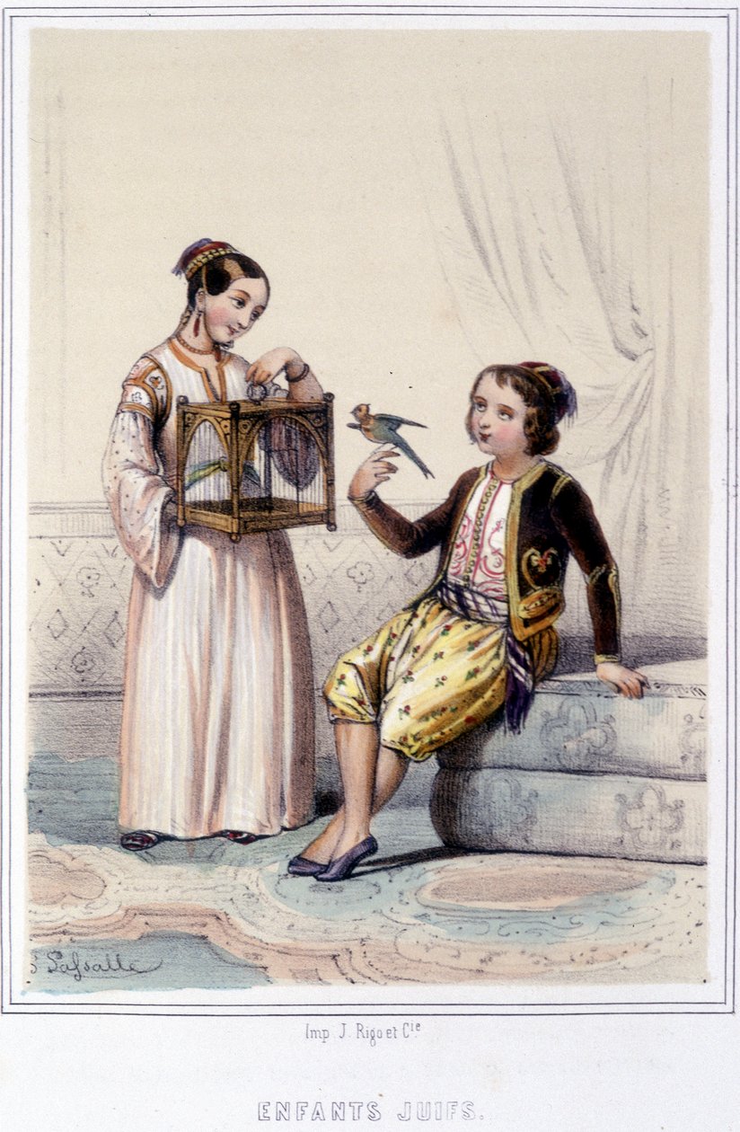 19. yüzyılın ikinci yarısında Cezayir Yahudi çocukları. by Unknown artist