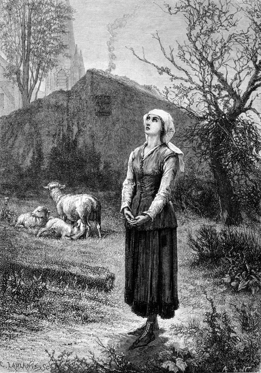 Joan of Arc onun göksel seslerini duyar: Başmelek Saint Michael, Saint Catherine ve Saint Margarita ona krala yardım etmesi için Fransa