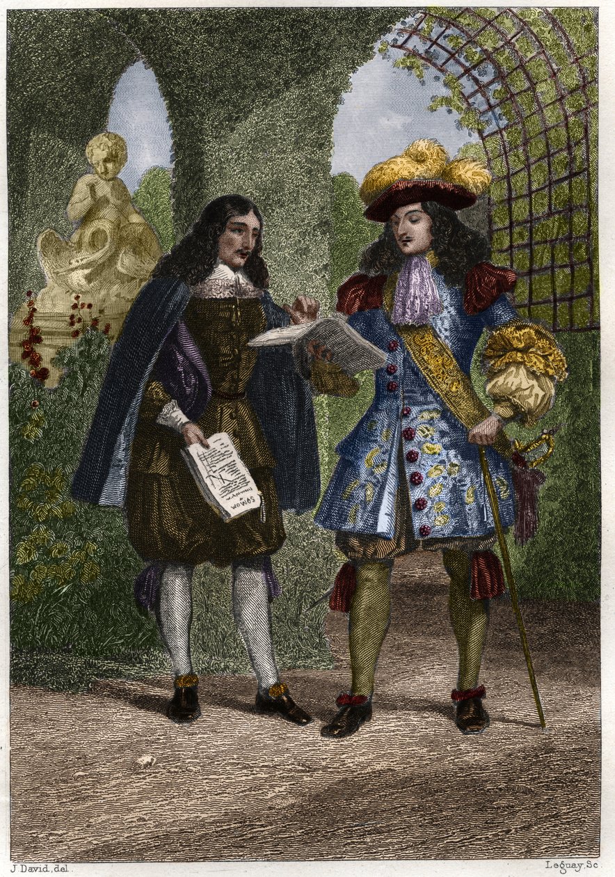 Vaftizci Yahya (Jean-Baptiste) Colbert (1619-1683), Fransa Kralı Louis XIV ve Navarre (1638-1715) ile birlikte. 19. yüzyılın gravürü. Özel koleksiyon. by Unknown artist