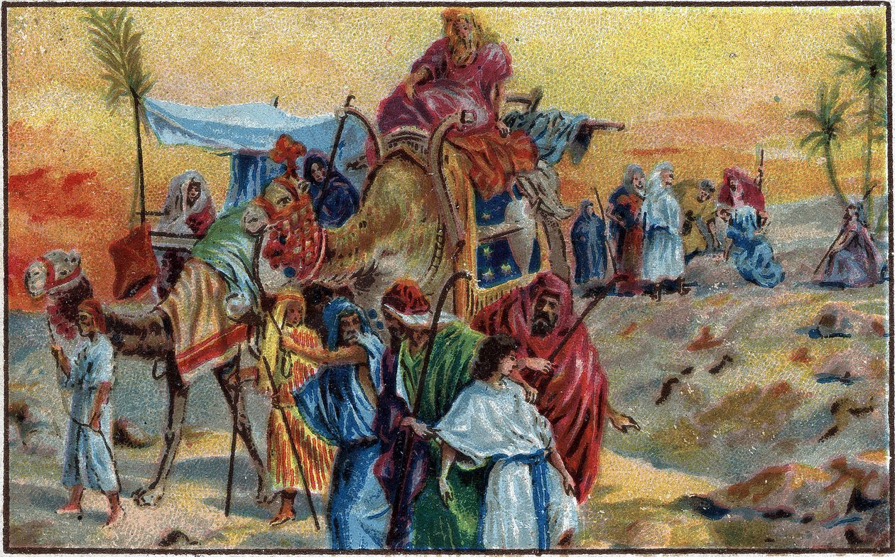 Kardeşleri Tarafından Satılan Yusuf - Kardeşleri tarafından satılan Yusuf (Yaratılış 37.1-36) - 19. yüzyılın sonunun kromolitografisi. by Unknown artist