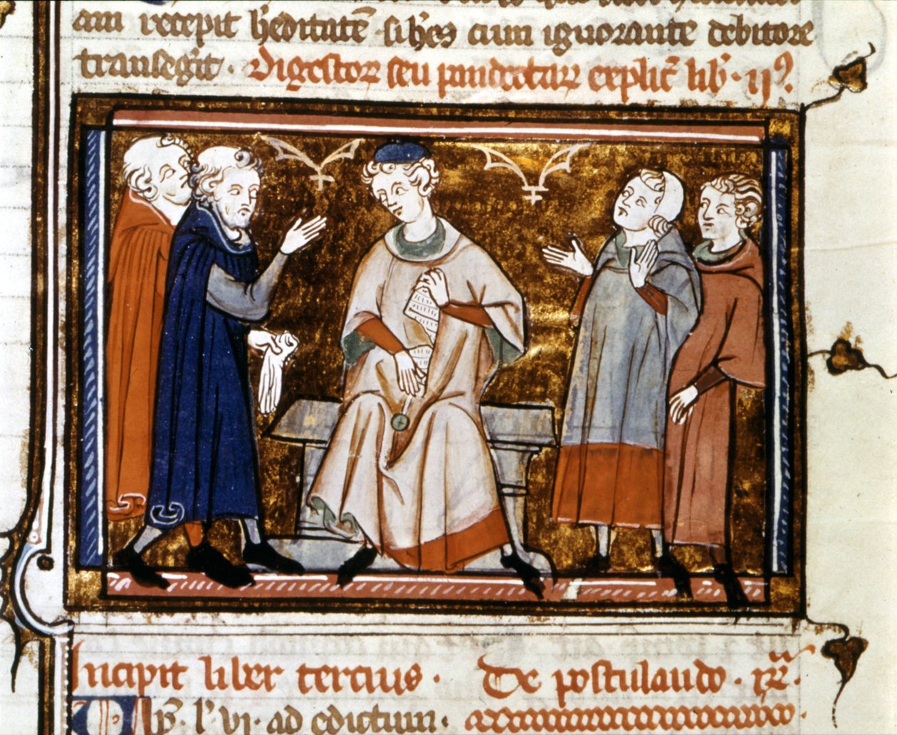 Yargılama Sahnesi - Justinian 1st tarafından "" Digesto e Pandette (Digesto ve Pandectes)"" by Unknown artist