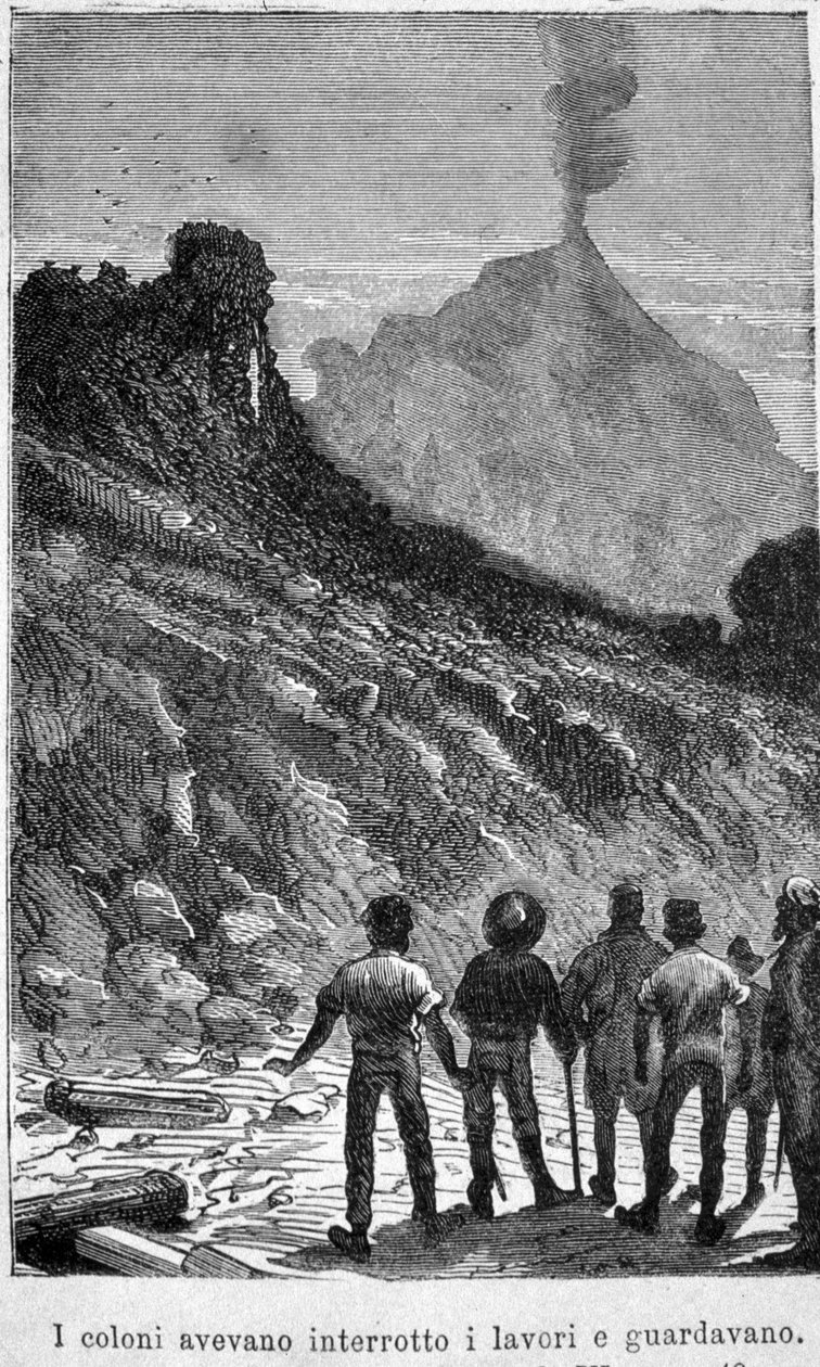 Jules Verne: Gizemli ada. 19. yüzyıl illüstrasyonu. by Unknown artist