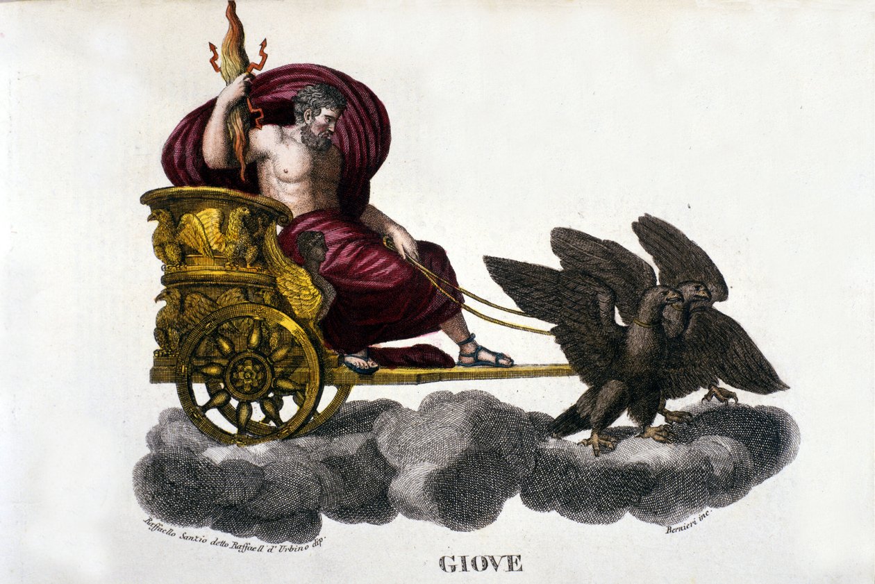Jüpiter (Zeus). 19. yüzyıl gravürü. by Unknown artist