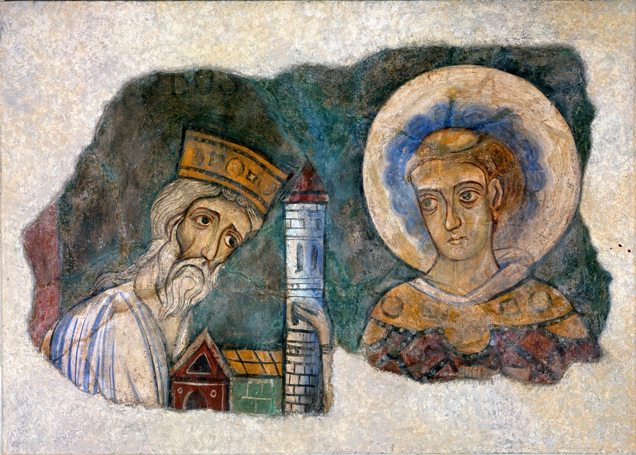 Kral Bozon, 12. yüzyılın sonlarında Charlieu manastırını bir azize sunuyor. by Unknown artist