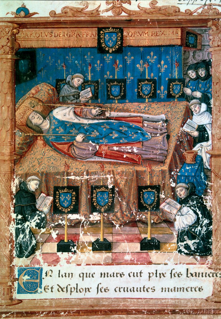 Kral Charles VIII (1470-1498) ölüm döşeğinde 8/04/1498 Minyatür, Octavien de Saint Gelais (1468-1502) tarafından Ovid
