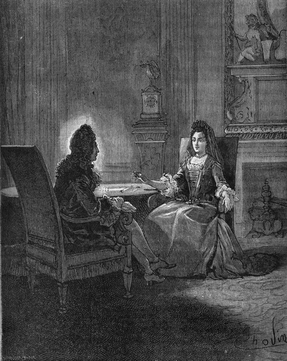 Kral Louis XIV (1638-1715) müstakbel eşi Madame de Maintenon (Francoise d