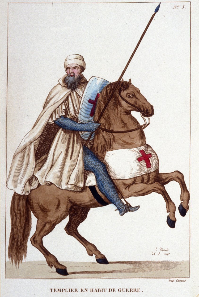 14. yüzyılın savaş elbisesi içinde Tapınak Şövalyesi, 1830 gravürü by Unknown artist