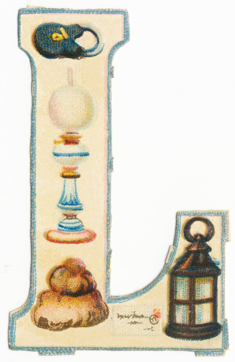 L: kilit, lamba, çok sayıda, harf, fener (renkli taş) by Unknown artist
